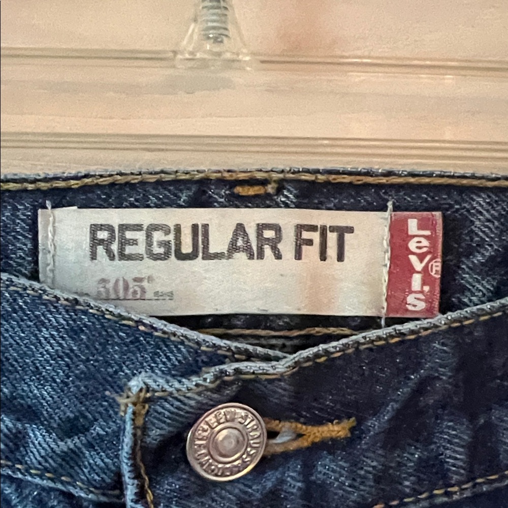 Levi's 505 Dark Wash Regular Fit Blue Straight Jeans 42 x 30 - Picture 2 of 7